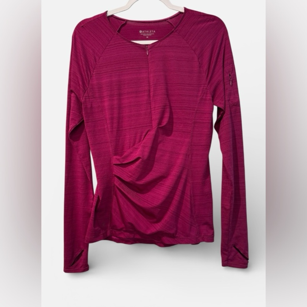 Athleta Move with Ease women’s Medium long sleeve purple magenta fitness shirt